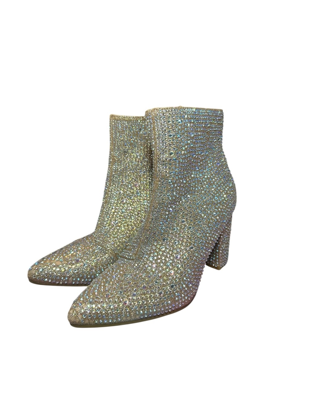 FOREVER Women Rhinestone Block Chunky Heel Ankle Bootie Size 5 - Picture 2 of 11